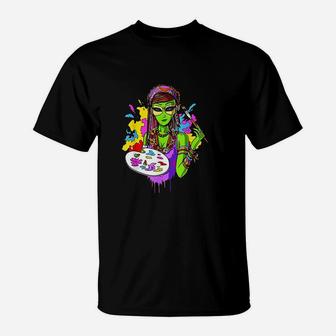 Space Alien Hippie Painter Art T-Shirt | Crazezy UK