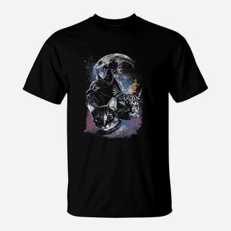 Space Cats Moon T-Shirt | Crazezy