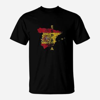 Spanish Map And Flag Souvenir Distressed Espana T-Shirt | Crazezy DE