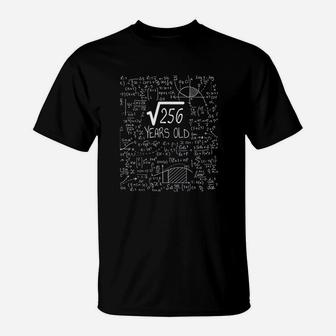 Square Root Of 256 16 Years Old 16Th Birthday Gift Design T-Shirt | Crazezy UK