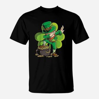 St Patricks Day Dabbing Leprechaun Boys Kids Men Gifts Dab T-Shirt - Thegiftio UK