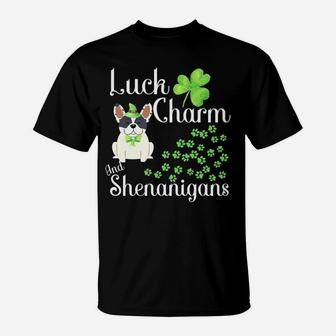 St Patricks Day French Bulldog Shirt Dog Shamrocks Green Paw T-Shirt | Crazezy