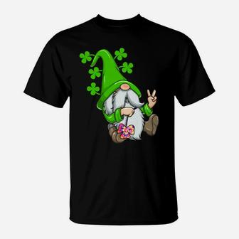 St Patricks Day Hippie Gnome Rainbow Shamrock Clover Gift T-Shirt | Crazezy