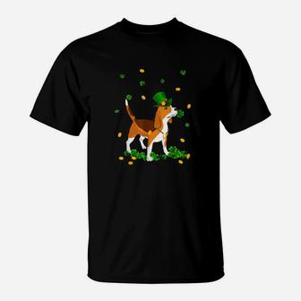 St Patricks Day Irish Beagle With Green Hat T-Shirt - Monsterry