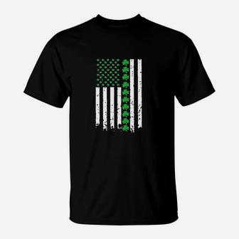 St Patricks Day Irish Shamrock American Flag T-Shirt | Crazezy