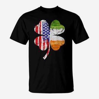 St Patrick's Day Irish Usa American Flag Shamrock T-Shirt - Monsterry