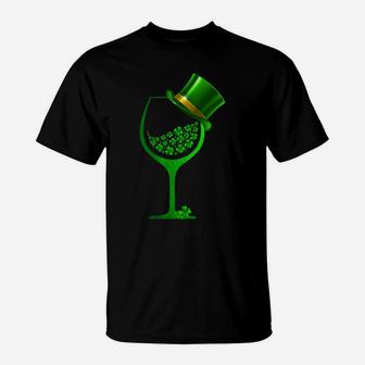 St Patricks Day Shamrock Wine Glass For Women Men T-Shirt - Thegiftio UK