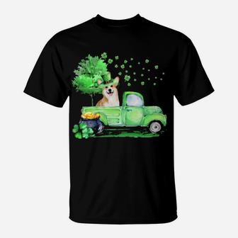 St Patricks Day Vintage Irish Corgi Truck Shamrock T-Shirt - Monsterry
