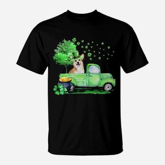 St Patricks Day Vintage Irish Corgi Truck Shamrock T-Shirt - Monsterry
