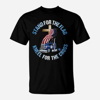Stand For The Flag Kneel For The Cross T-Shirt - Monsterry