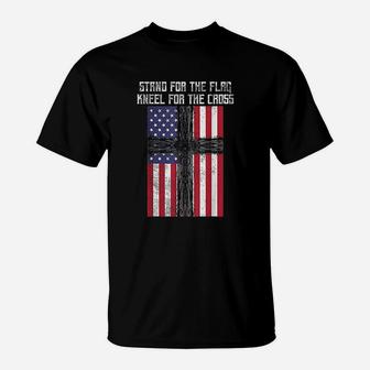 Stand For The Flag Kneel For The Cross T-Shirt | Crazezy