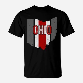 State Of Ohio Vintage Ohio Columbus Striped Distressed T-Shirt - Monsterry AU