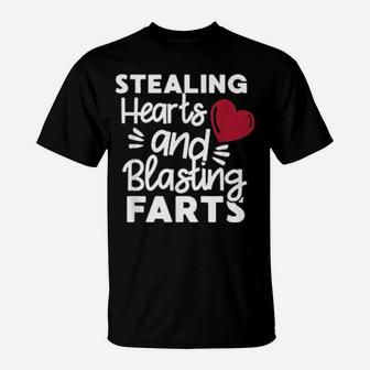 Stealing Hearts And Blasting Farts Valentine T-Shirt - Monsterry