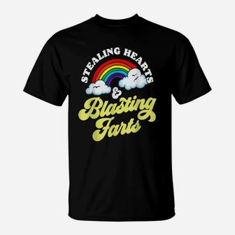 Stealing Hearts Blasting Farts Rainbow Valentines T-Shirt - Monsterry