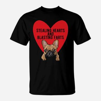 Stealing Hearts Blasting Farts Valentine's Day Frenchie Dog T-Shirt - Monsterry CA