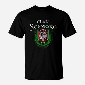 Stewart Surname Scottish Clan Tartan Crest Badge T-Shirt - Thegiftio UK
