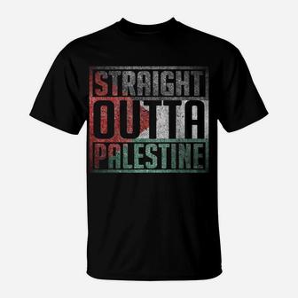 Straight Outta Palestine, Free Palestina, Palestine Flag T-Shirt | Crazezy