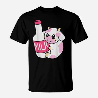 Strawberry Milk Kawaii Cow Cute Kids Teens Gift T-Shirt | Crazezy CA