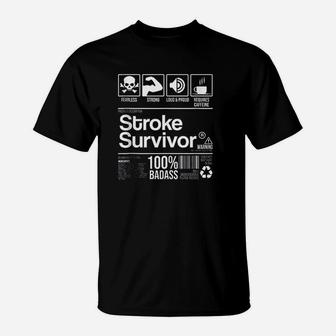 Stroke Survivor Contents Nutrition Facts T-Shirt | Crazezy