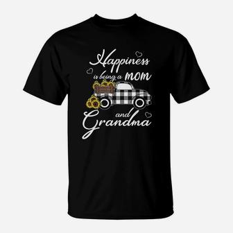 Sunflower Grandma Happiness Is Being A Mom And Grandma T-Shirt | Crazezy