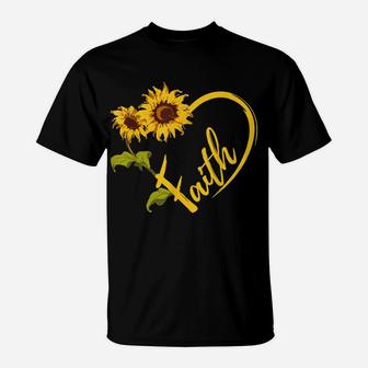 Sunflower Heart Christian Faith Graphics Design Flower Gift T-Shirt | Crazezy UK