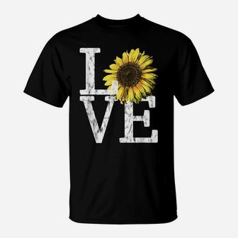 Sunflower Love Shirt Vintage Hippie Flower Nurse Mom Gift T-Shirt | Crazezy