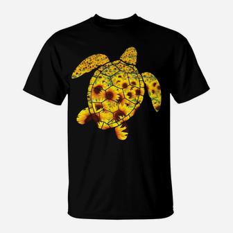 Sunflower Sea Turtle Family Members Beautiful Flower Summer T-Shirt | Crazezy AU