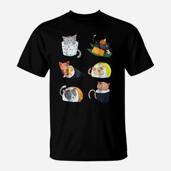 Sushi Cat Lover Nigiri Hand Roll Cute Gift Tee T-Shirt | Crazezy
