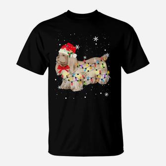 Sussex Spaniel Dog Christmas Light Xmas Mom Dad Gifts T-Shirt | Crazezy UK