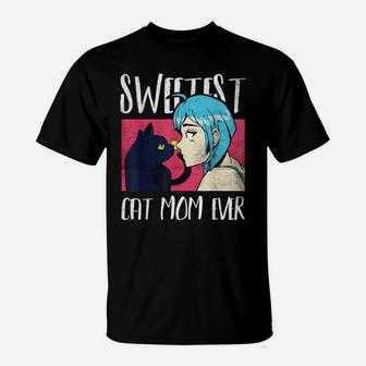 Sweetest Cat Mom Ever Cat And Anime Noses Kiss T-Shirt | Crazezy AU
