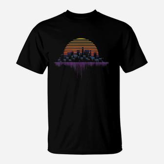 Synthwave Outrun Vaporwave City Sunset Aesthetic T-Shirt - Thegiftio