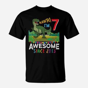 T-Rex 7 Years Old Awesome Since 2013 Birthday Dinosaur Gift T-Shirt | Crazezy DE