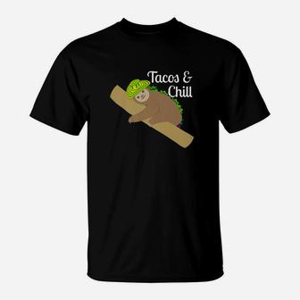 Tacos And Chill Funny Mexican Sloth Cinco De Mayo T-Shirt - Thegiftio UK