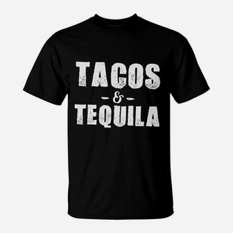 Tacos And Tequila Off Shoulder Tops White Mexican Vacation Funny Saying T-Shirt | Crazezy CA