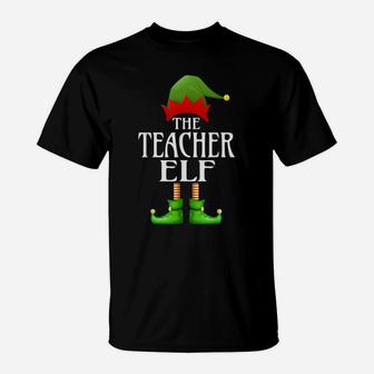 Teacher Elf Xmas Funny Family Matching Group Christmas T-Shirt | Crazezy UK
