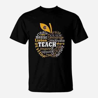 Teacher Teaching Quotes Inside Apple T-Shirt | Crazezy UK