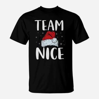 Team Nice Christmas Funny Couple Matching Pajama T-Shirt | Crazezy UK