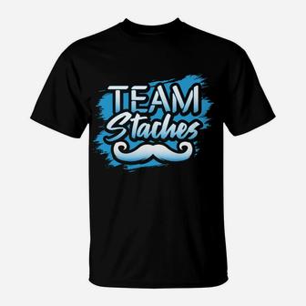 Team Staches Gender Reveal Baby Shower Party Lashes Idea T-Shirt | Crazezy CA