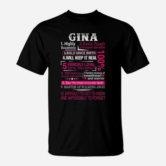 Ten Facts About Women Name Is Gina Gift First Name T-Shirt | Crazezy CA