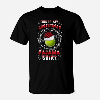 Tennis Lover Funny Santa Hat Christmas Pyjama Saying Gift Id T-Shirt | Crazezy