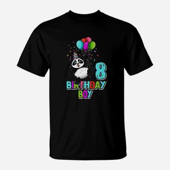 Th Birthday Eight Years Old Panda Bear Party T-Shirt | Crazezy