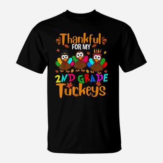 Thankful For My 2Nd Grade Turkeys Thanksgiving Teacher T-Shirt | Crazezy DE