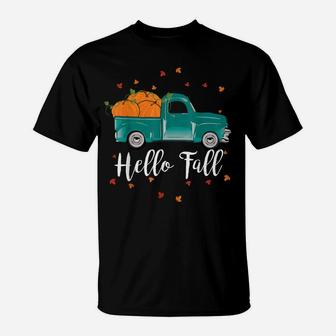 Thanksgiving Harvest Pumpkin Watercolor Truck Fall Gift T-Shirt | Crazezy DE
