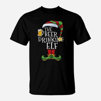 The Beer Drinking Elf Family Christmas Matching Funny Pajama T-Shirt | Crazezy AU