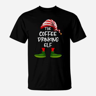 The Coffee Drinking Elf Family Matching Christmas Funny Gift T-Shirt | Crazezy CA