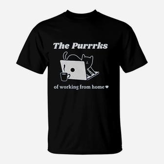 The Purrrks Of Working From Home Cat T-Shirt | Crazezy