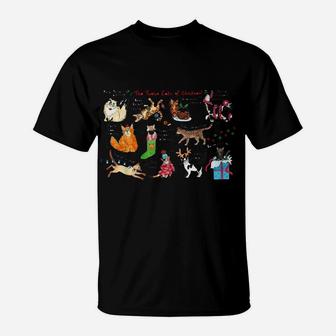 The Twelve Cats Of Christmas Shirt Funny Holiday Cat Lovers T-Shirt | Crazezy