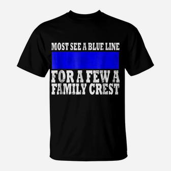 Thin Blue Line Shirt Usa Flag Family Crest Police T-Shirt | Crazezy