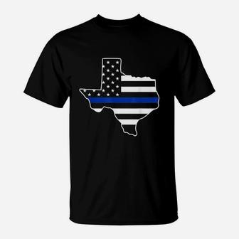 Thin Blue Line Texas Flag Police State T-Shirt - Thegiftio UK