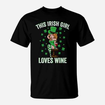 This Irish Girl Loves Wine Funny St Patricks Day Gifts T-Shirt - Thegiftio UK
